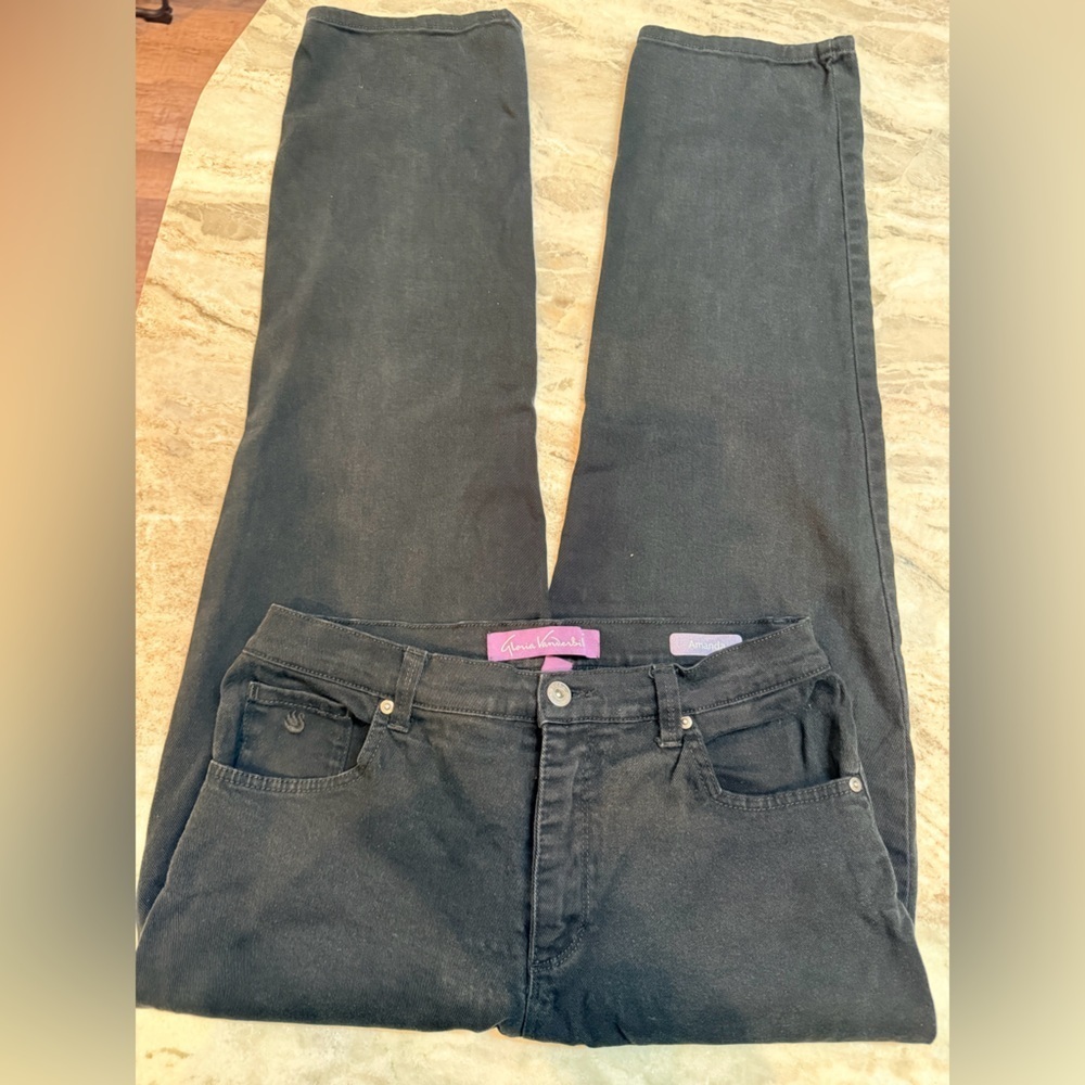 Gloria Vanderbilt Amanda Black Jeans Women’s Size 10 Stretch Straight Leg Denim